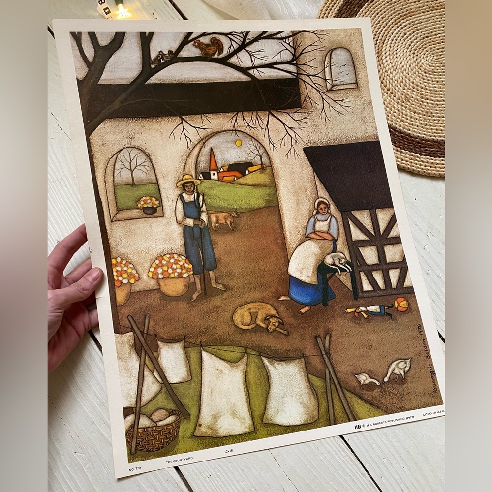 The Courtyard 70s Vintage Art Print